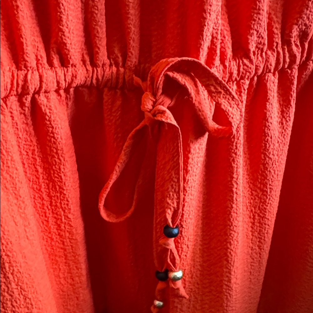 Calvin Klein Sleeveless Tiered Midi Sleeveless Boho Dress in Orange Size 12 - Picture 5 of 6